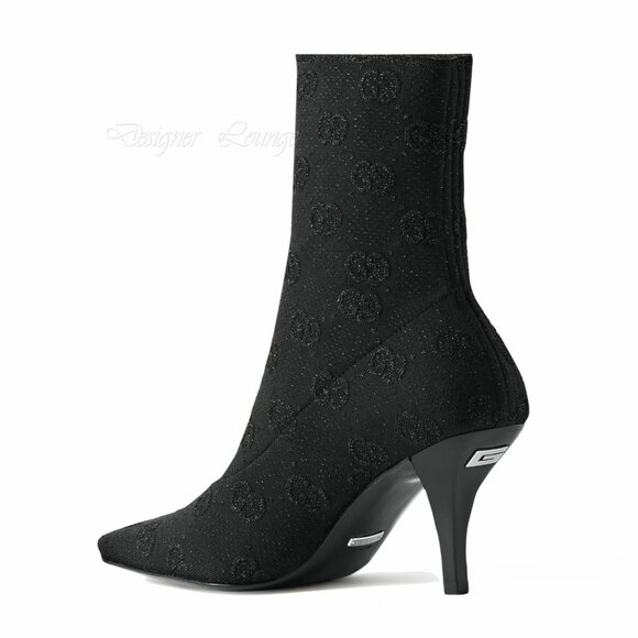 NEW GUCCI Demi Logo-Jacquard Metallic Stretch-Knit Ankle Boots EU 37 $1,250 - Picture 8 of 12